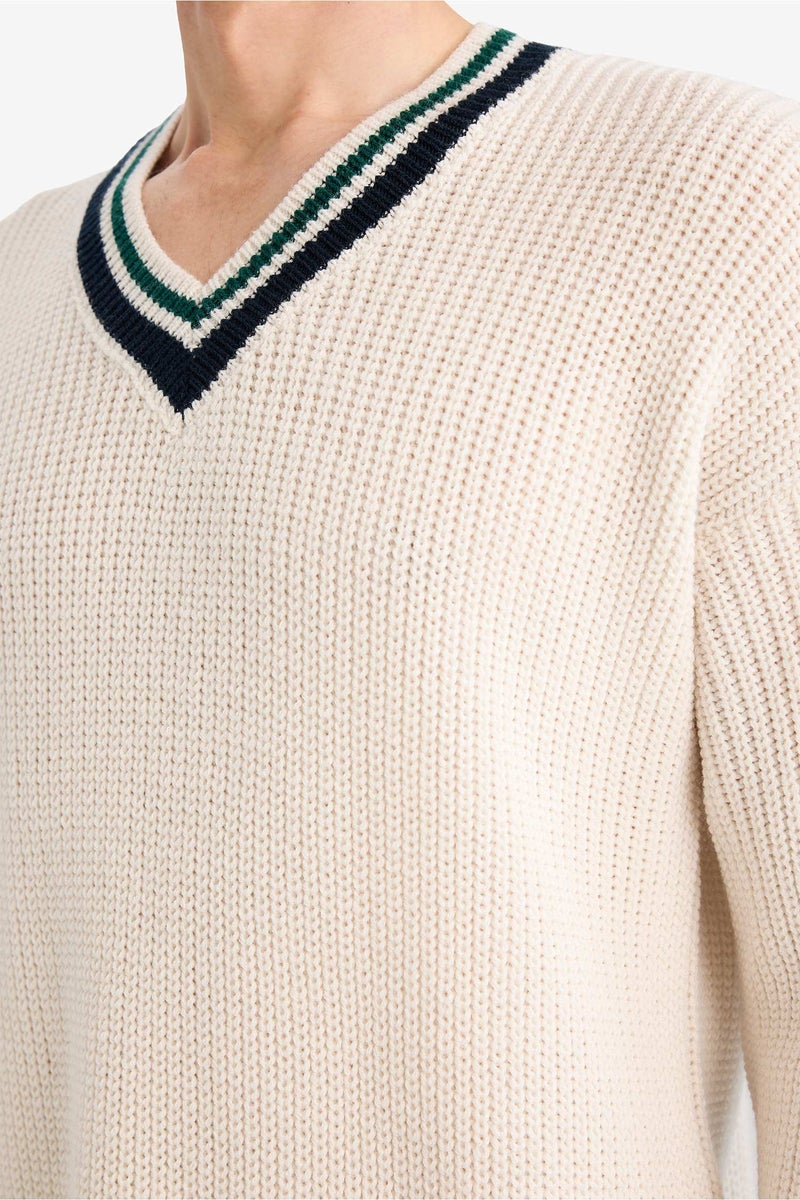 DeFacto Beige Man Relax Fit Knitwear Pullover Casual - Image 4